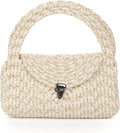 Straw Clutch Purse for Women, Small Summer Jute Handbag, Beachy Vacation Raffia Bag, Woven Resort or Coastal Purse - Cream