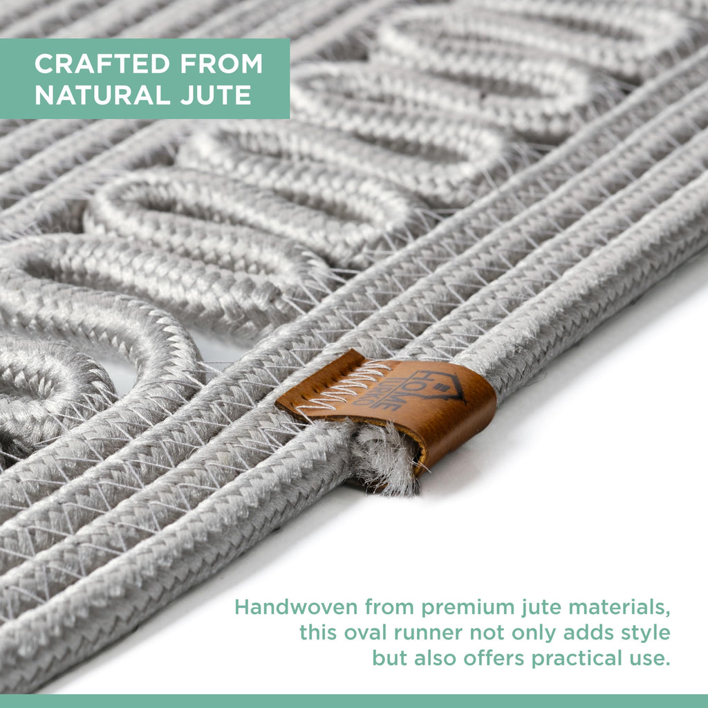 Oval Jute Table Runner | Woven Braided Dining Runner | Natural Textured Rattan Table Runner for Dining Table Coffee Table or Patio 11.8 x 27.5 (Standart)