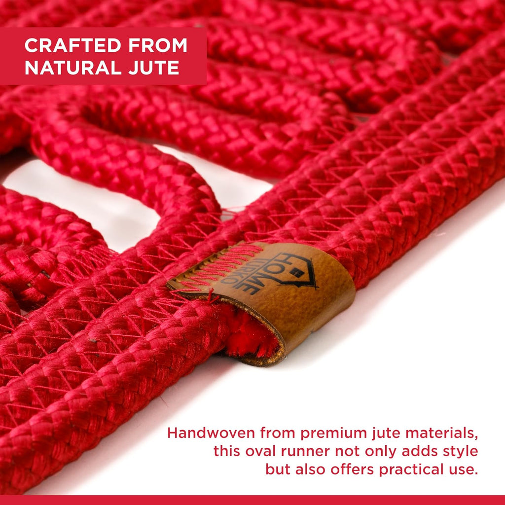 Oval Jute Table Runner | Woven Braided Dining Runner | Natural Textured Rattan Table Runner for Dining Table Coffee Table or Patio 11.8 x 27.5 (Standart)