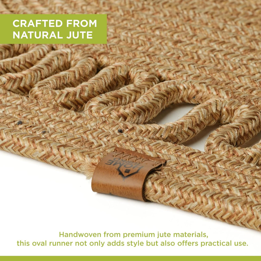 Oval Jute Table Runner | Woven Braided Dining Runner | Natural Textured Rattan Table Runner for Dining Table Coffee Table or Patio 11.8 x 27.5 (Standart)