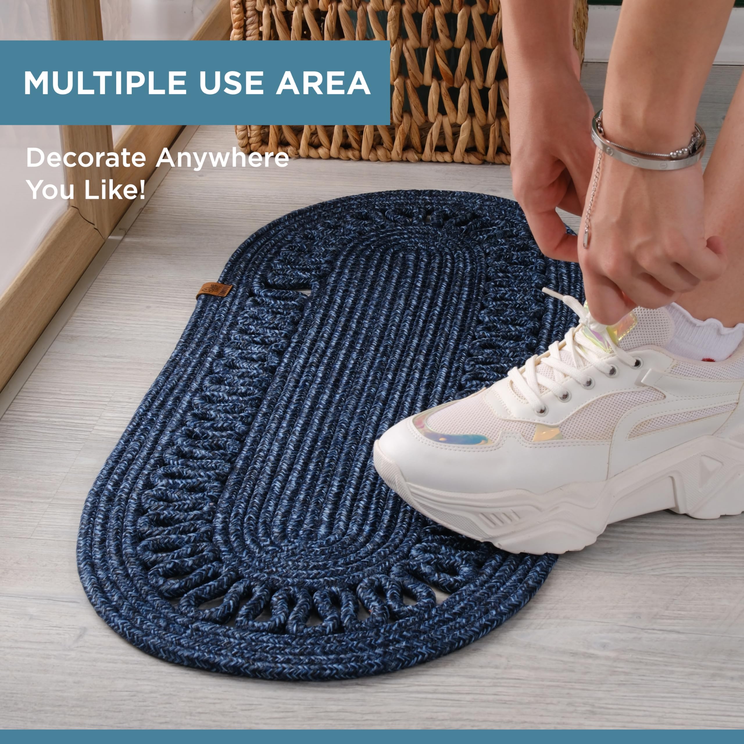 Oval Jute Table Runner | Woven Braided Dining Runner | Natural Textured Rattan Table Runner for Dining Table Coffee Table or Patio 11.8 x 27.5 (Standart)