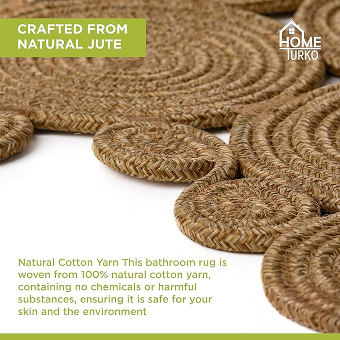 Boho Jute Bath Mat | Handmade Washable Toilet Rug | Modern Bathroom Rug | Double Sided Woven Boho Bathroom Decor | 23.6 x 15.7 inches